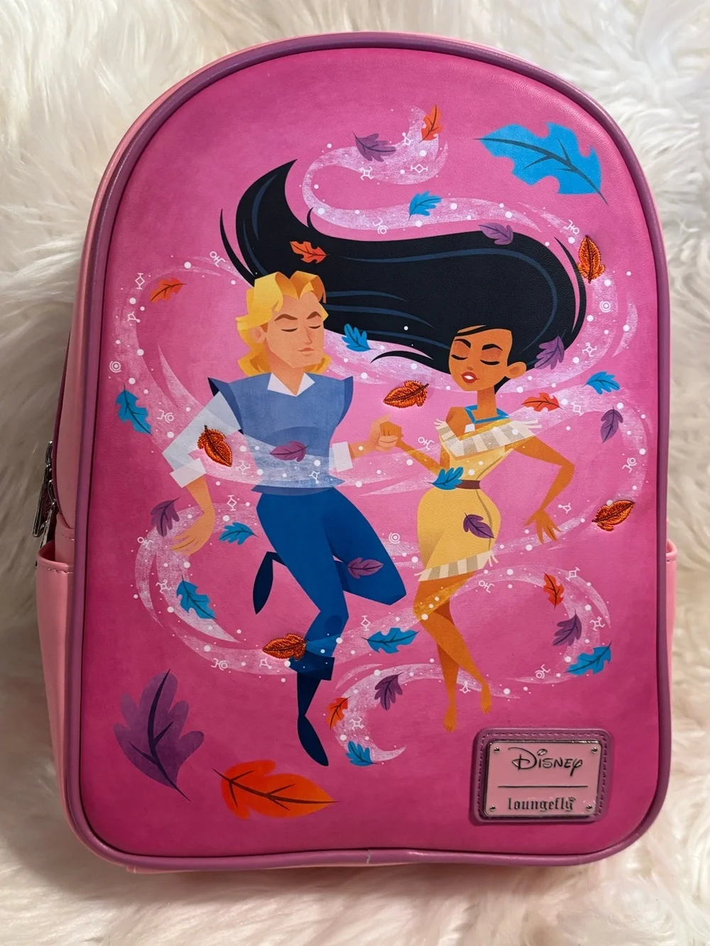 Loungefly Disney Pocahontas Colors of the Wind Pink Mini Backpack EUC